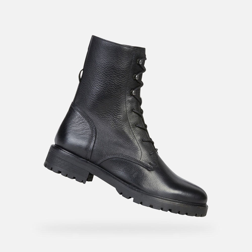 *R BOOT ONLY* Geox Hoara Woman Black Combat Boot